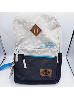 Dickies Gray and Blue Denim Backpack With Laptop Sleeve Back To School College